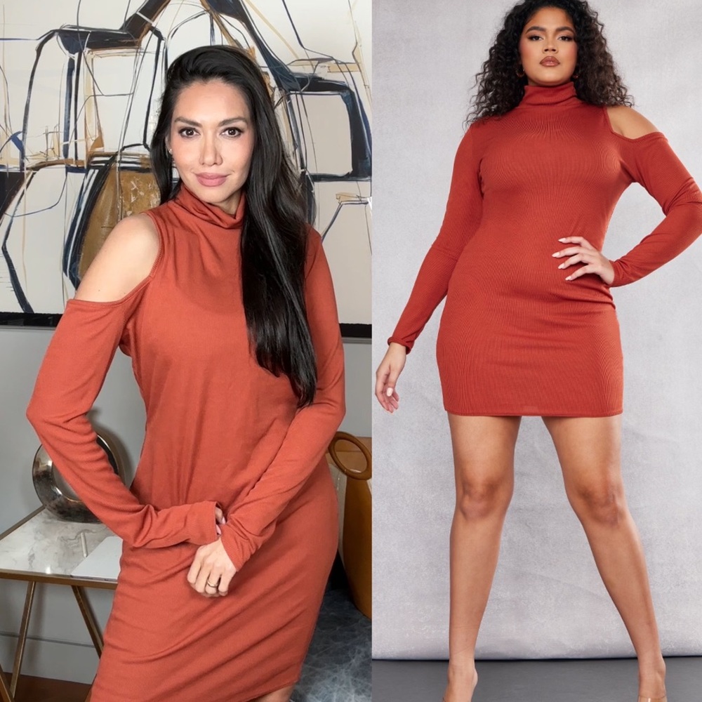 #26 Pretty Little Thing Clay Ribbed Dress Large